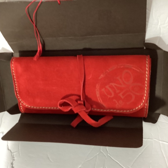 UNO de 50 Accessories - UNO de 50 GENUINE SUEDE RED JEWELRY CASE TRAVEL ROLL COMPACT